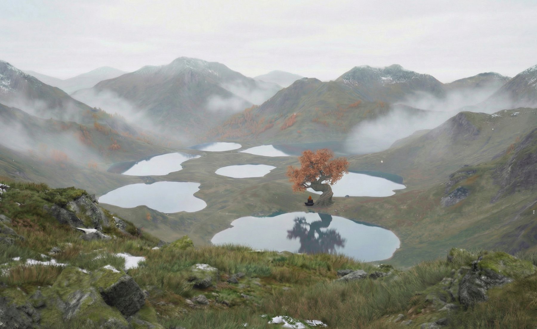 The seven lakes of the Dawnlit Mountains